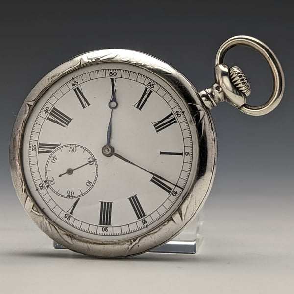 antique Ulysse Nardin pocket watch silver side soldier engraving case works well